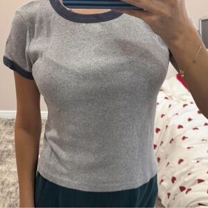 Brandy Melville Gray Tee with Black Trim